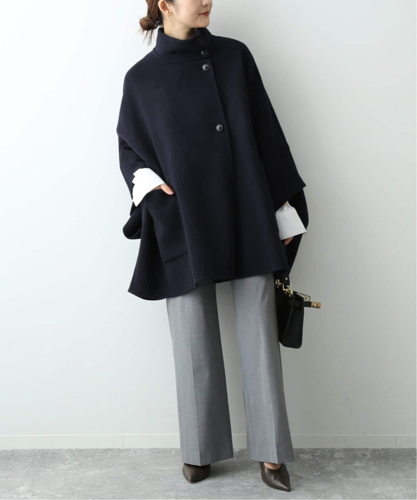 WEB限定/追加》スタンドカラーダブルフェイスポンチョ（ポンチョ