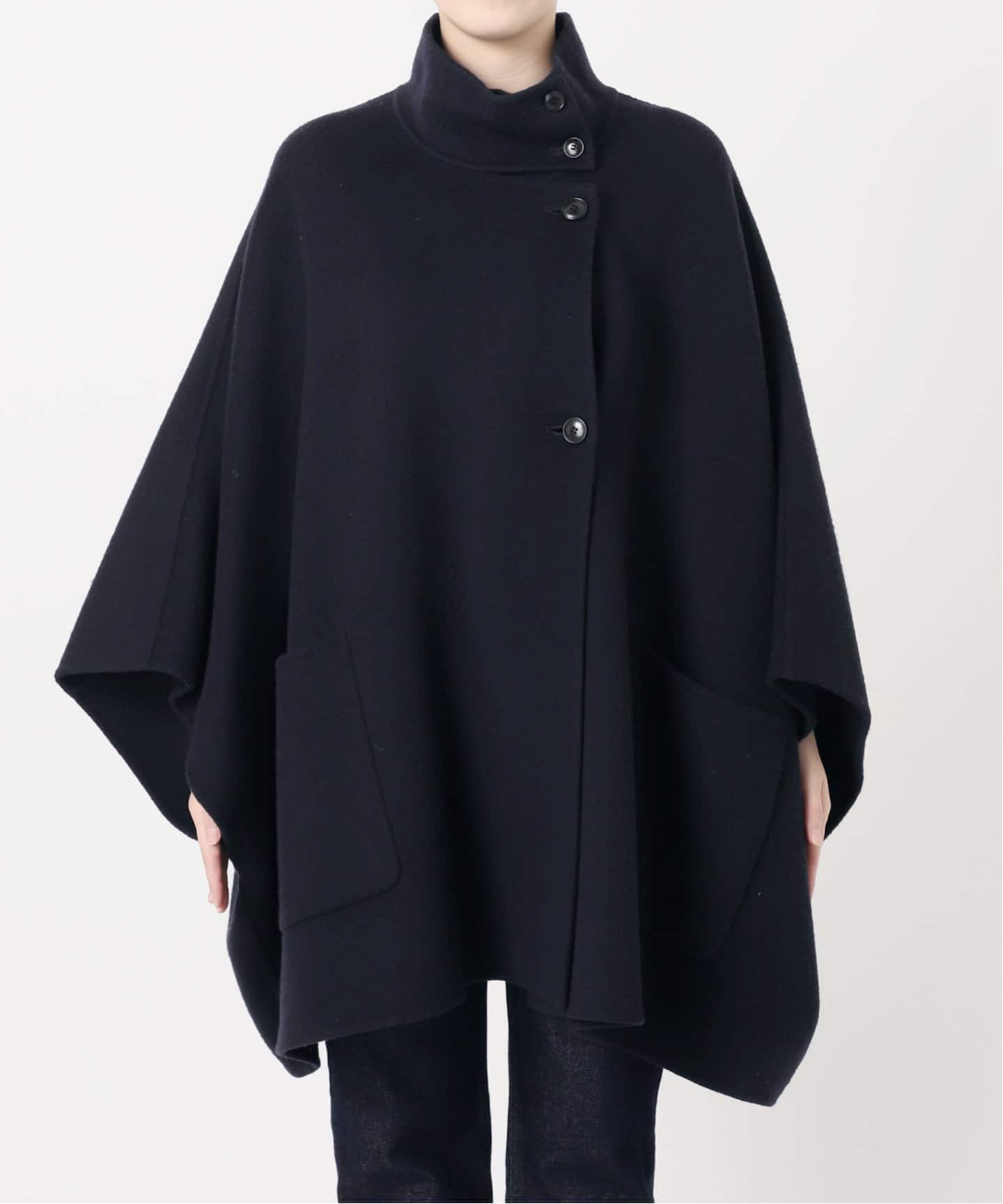 WEB限定/追加》スタンドカラーダブルフェイスポンチョ（ポンチョ