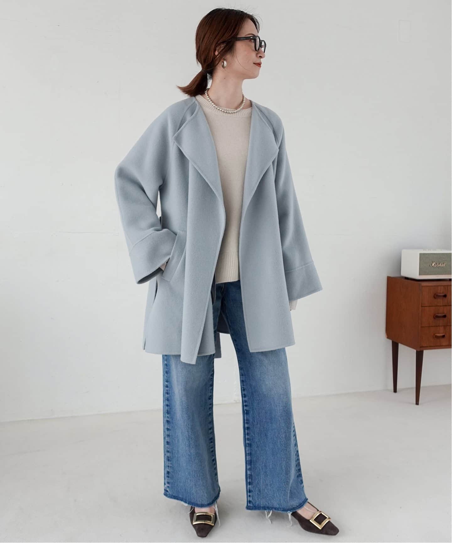 110sリバーポンチョ風コート（ノーカラーコート）｜Spick and Span