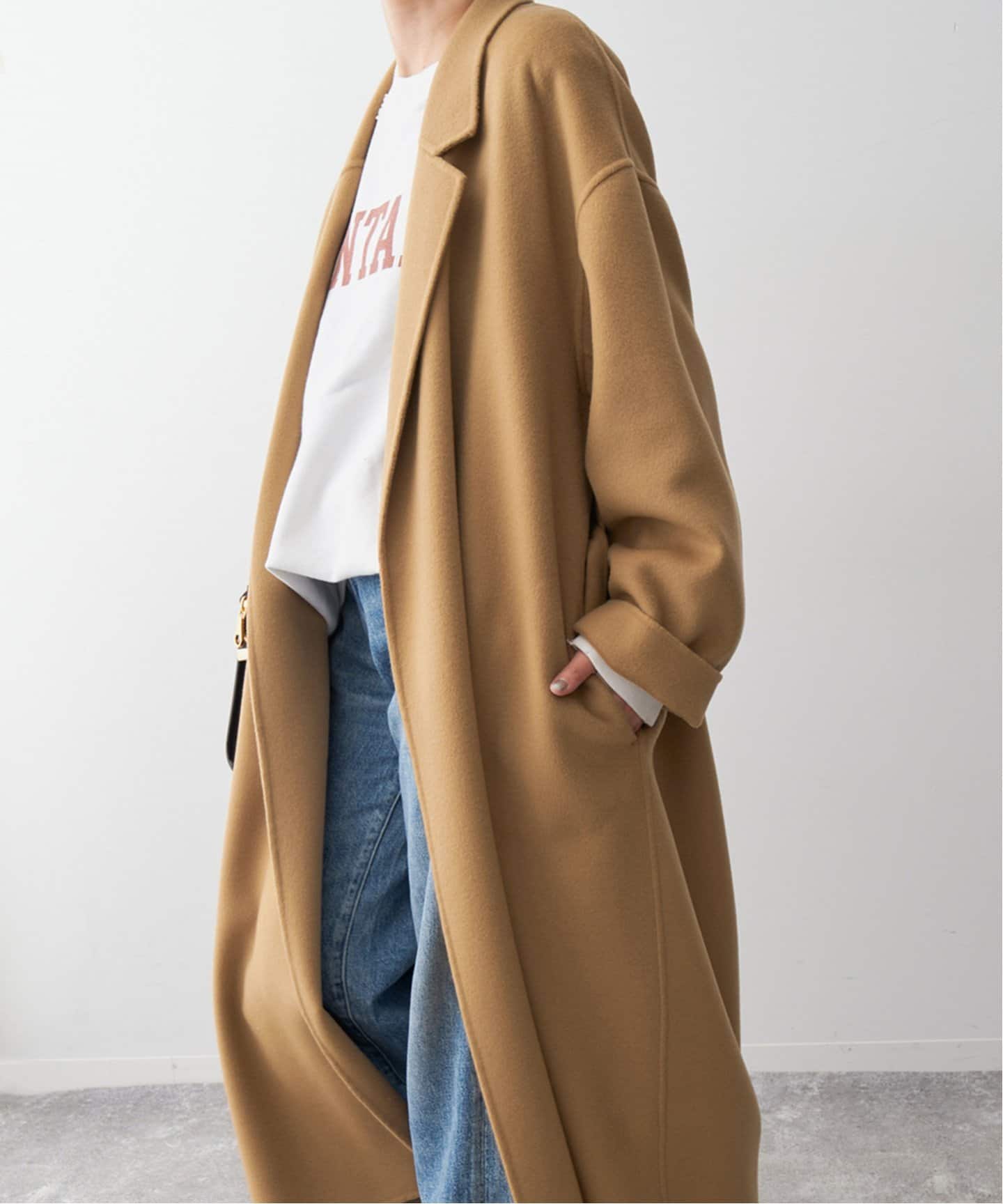 訳あり】Spick & Span ウール100％ フード コート キャメル S Spick