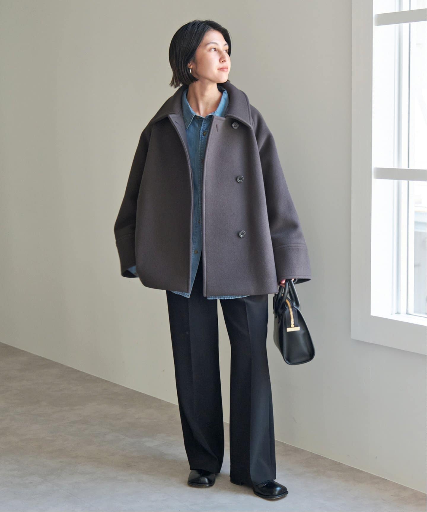 Spick and span 【モッサステンカラーショートコート】グレー 追加》W