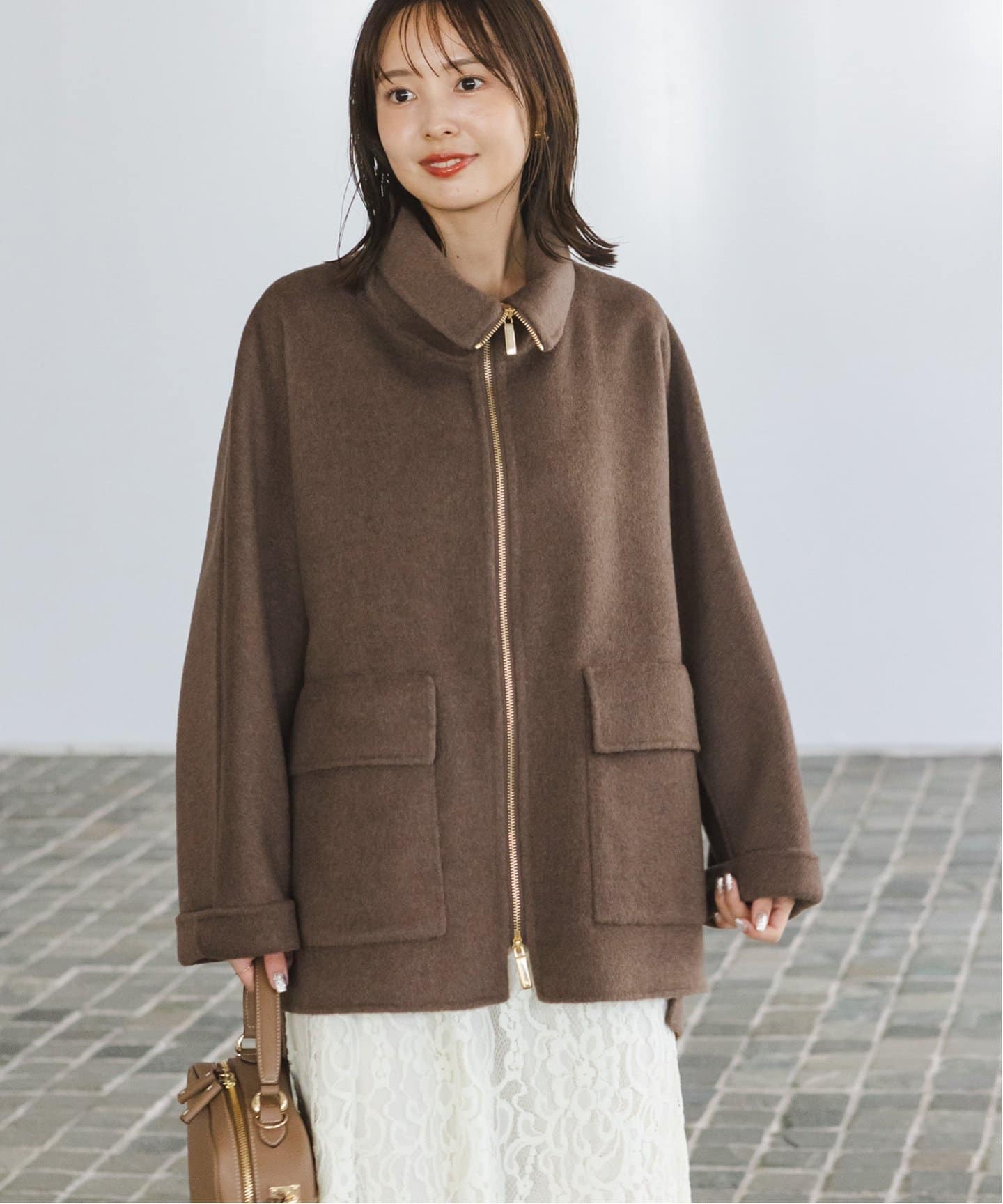 追加》キャメルミックスリバージップコート（その他ブルゾン／アウター