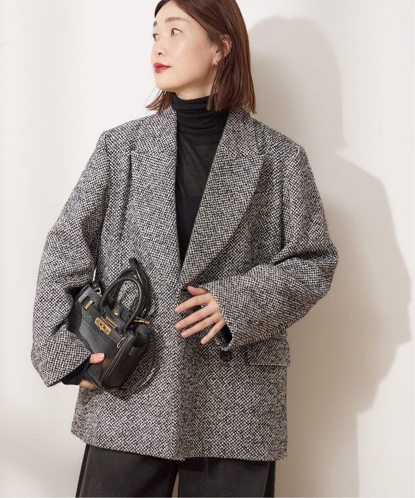 CANGIOLI/ヘリンボーンジャケットコート（その他ブルゾン／アウター