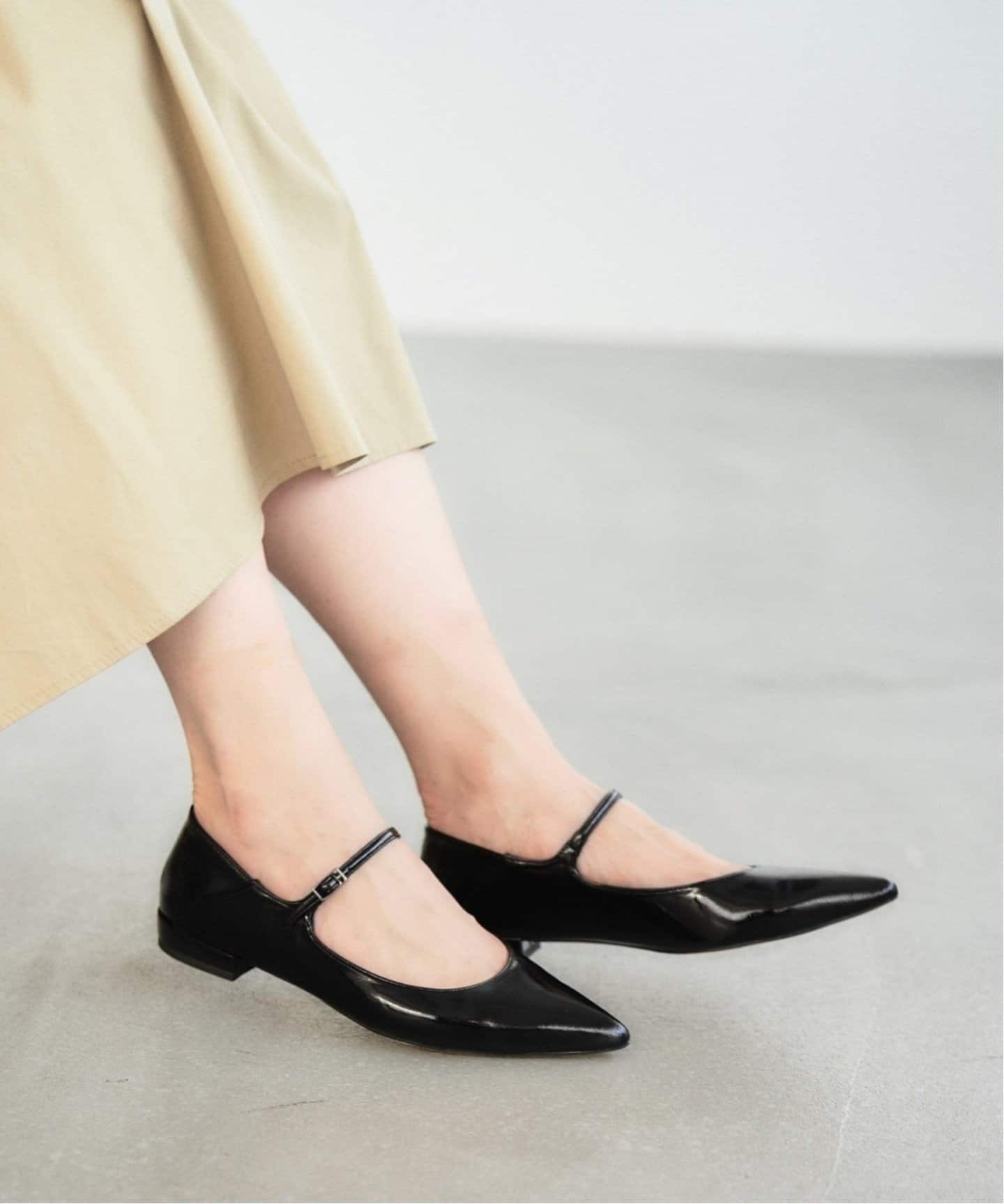 追加》ポインテッドワンストラップフラット（フラットシューズ）｜LE
