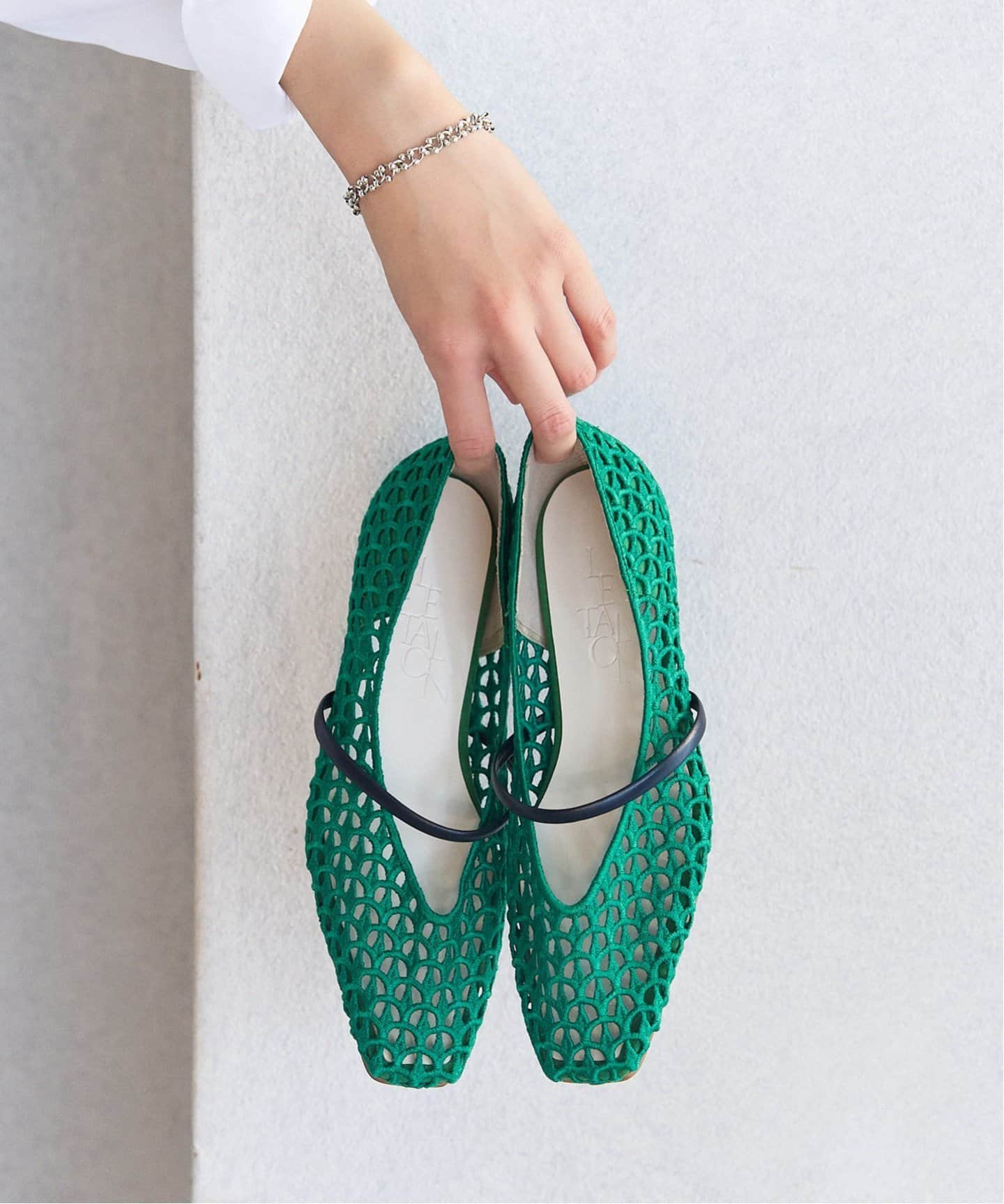 追加》スクエアクロシェストラップフラット（フラットシューズ）｜LE