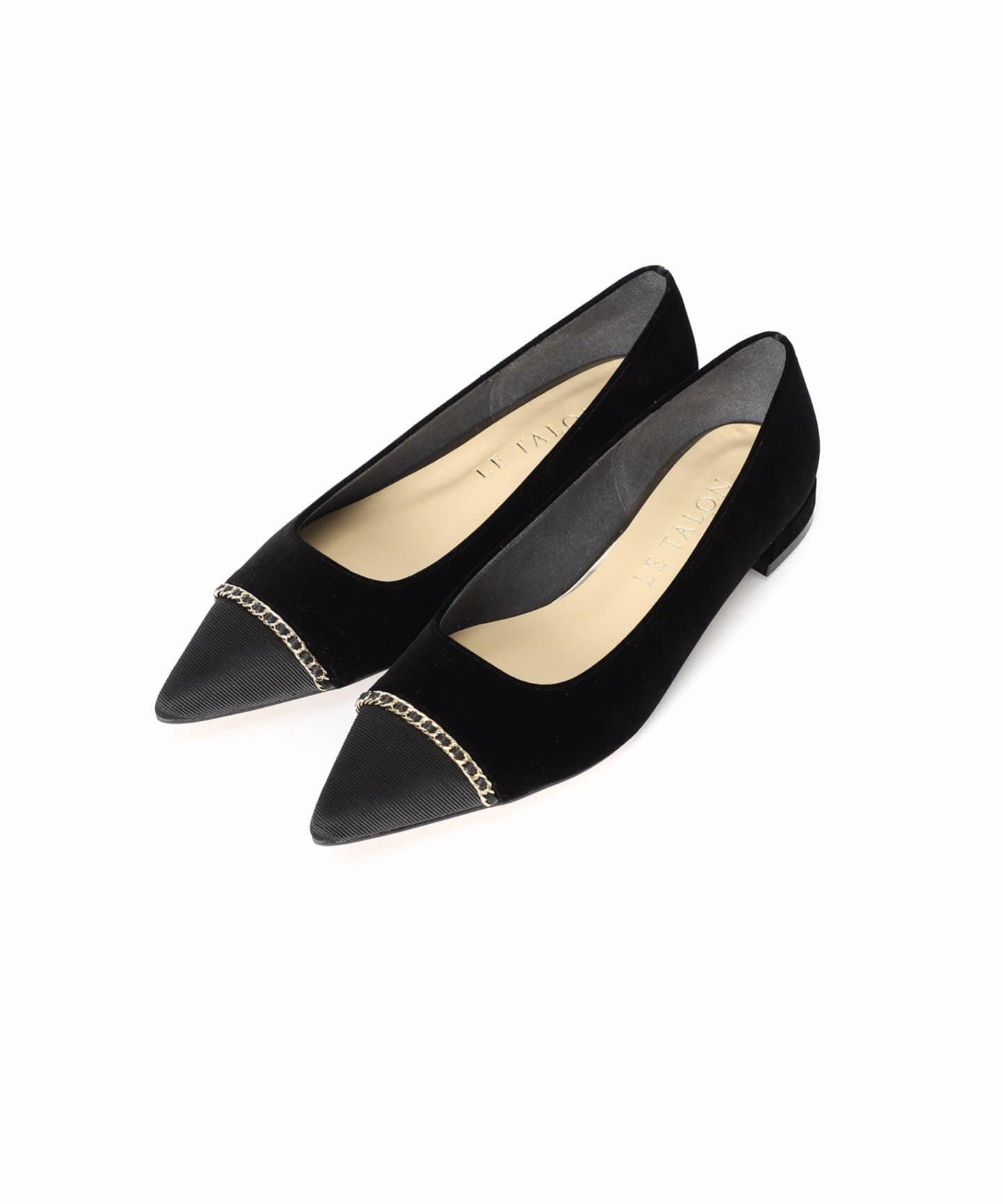 ポインテッドトゥキャップチェーンフラット（フラットシューズ）｜LE