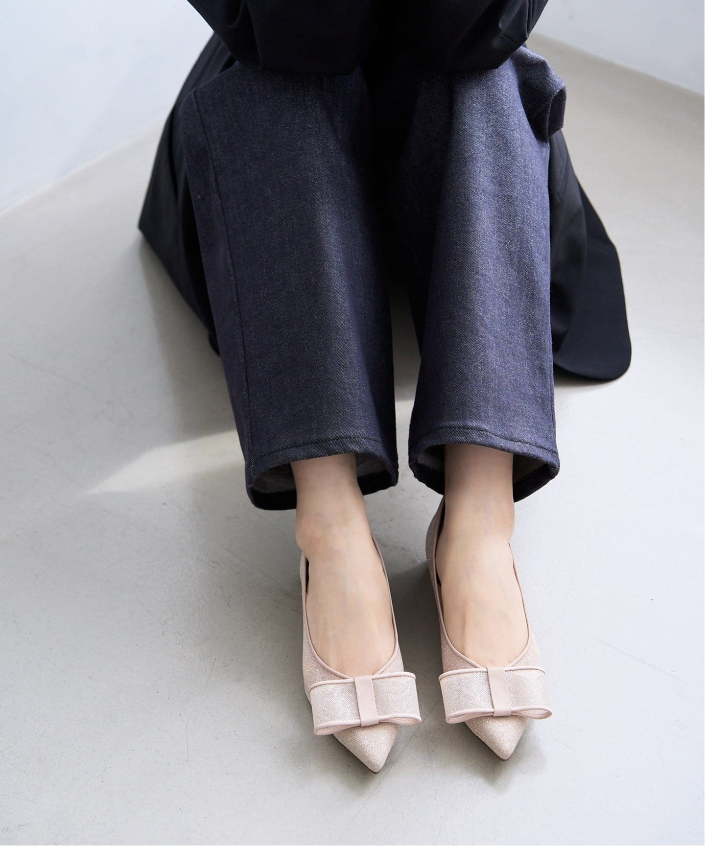 追加3》ポインテッドチュールリボンフラット（フラットシューズ）｜LE