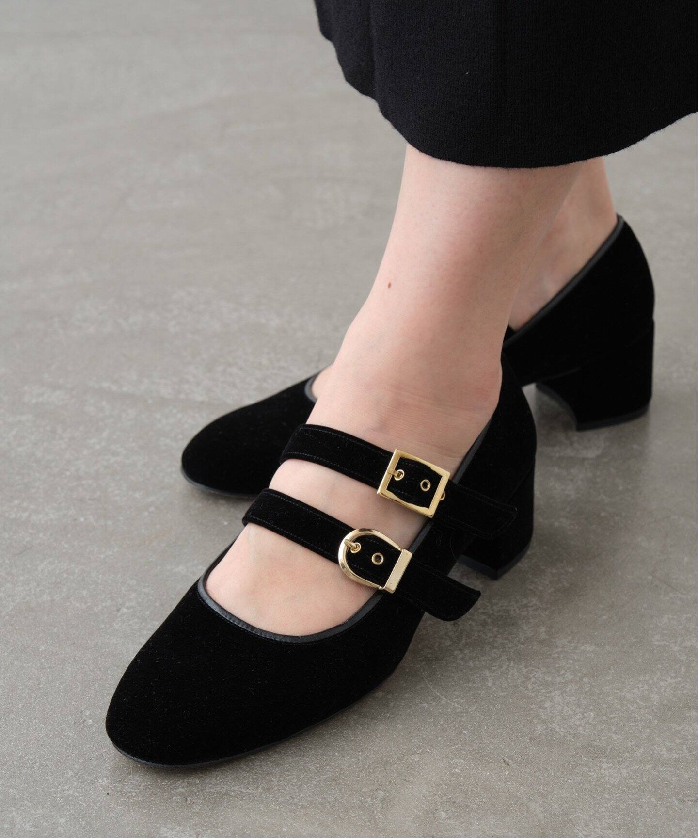 GRISE5cmラウンドダブルストラップメリージェーン（パンプス）｜LE