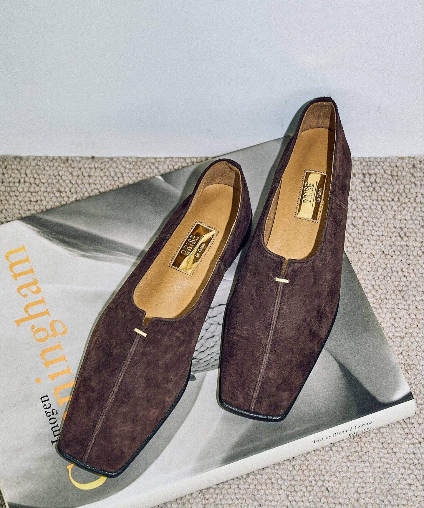 GRISEレザースクエアハイバンプフラット（フラットシューズ）｜LE