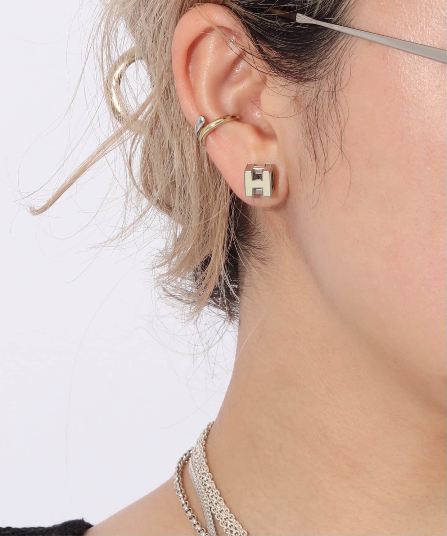 VINTAGE HERMES/エルメス】Cage dh cube pierce(両耳)（ピアス（両耳用