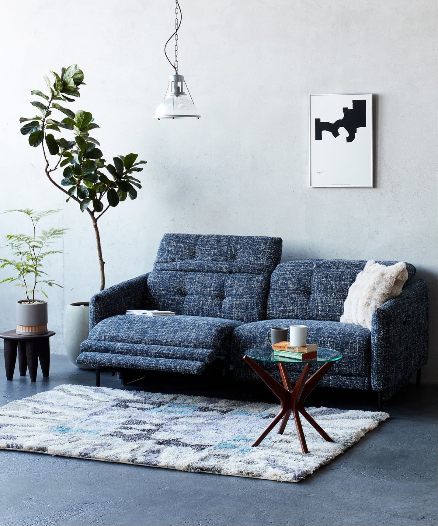 大型商品》SHEFFIELD RECLINING SOFA navy シェフィールド 電動 ソファ