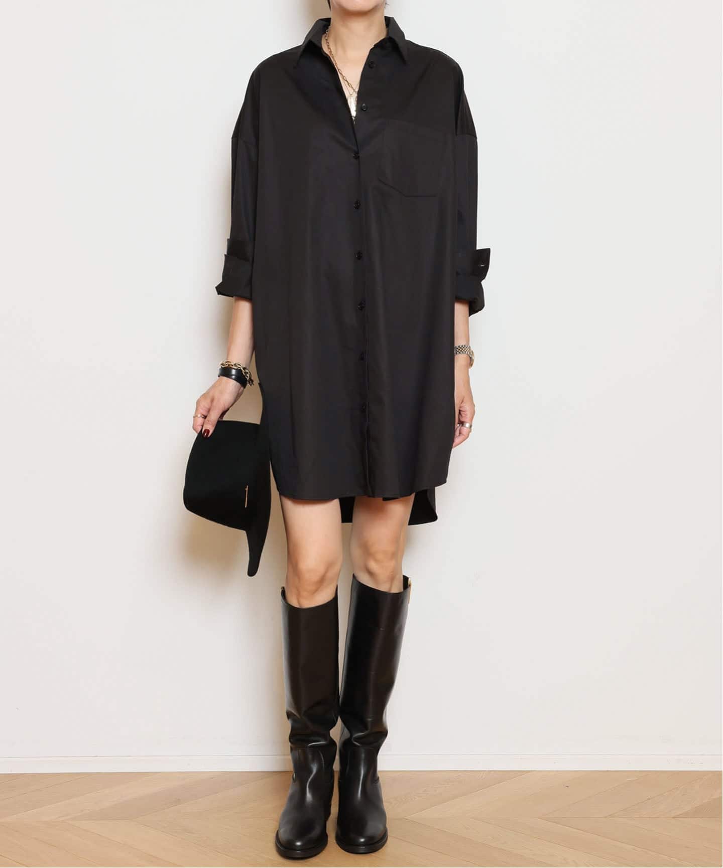 Col Pierrot/コルピエロ】Shirts ワンピース（BLACK）（シャツ