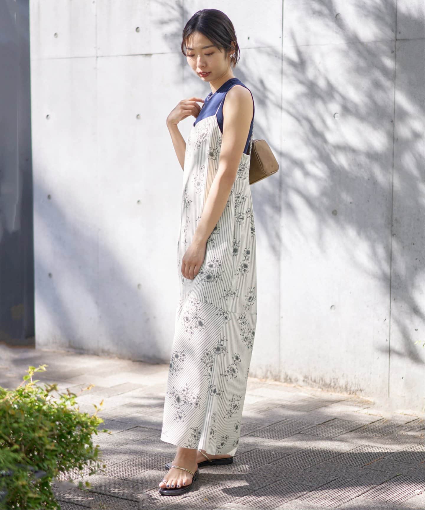 追加》ストライプフラワーキャミワンピース（ワンピース）｜IENA