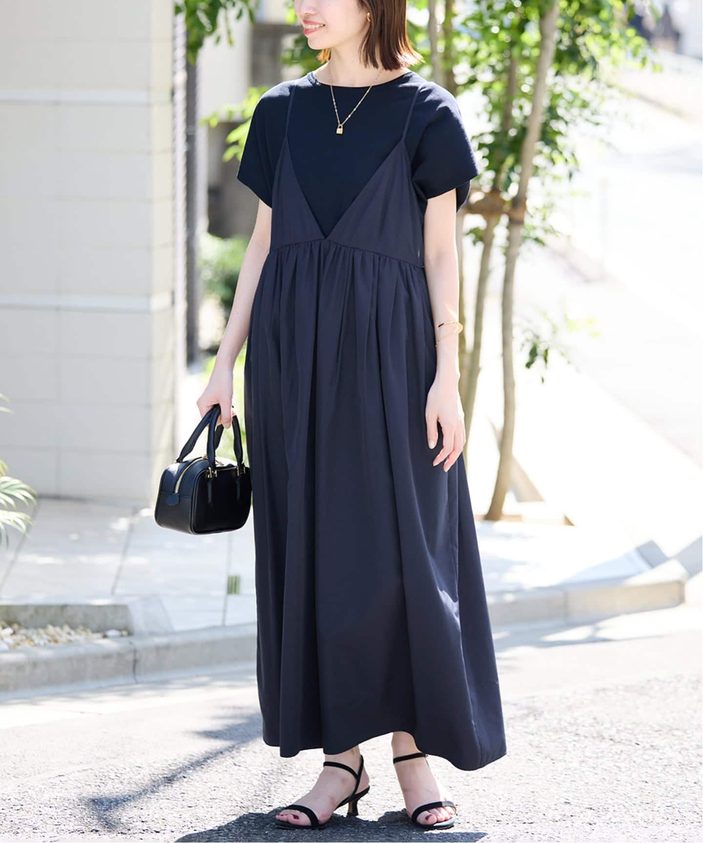 WEB限定/追加》タフタギャザーキャミワンピース（ワンピース）｜SLOBE