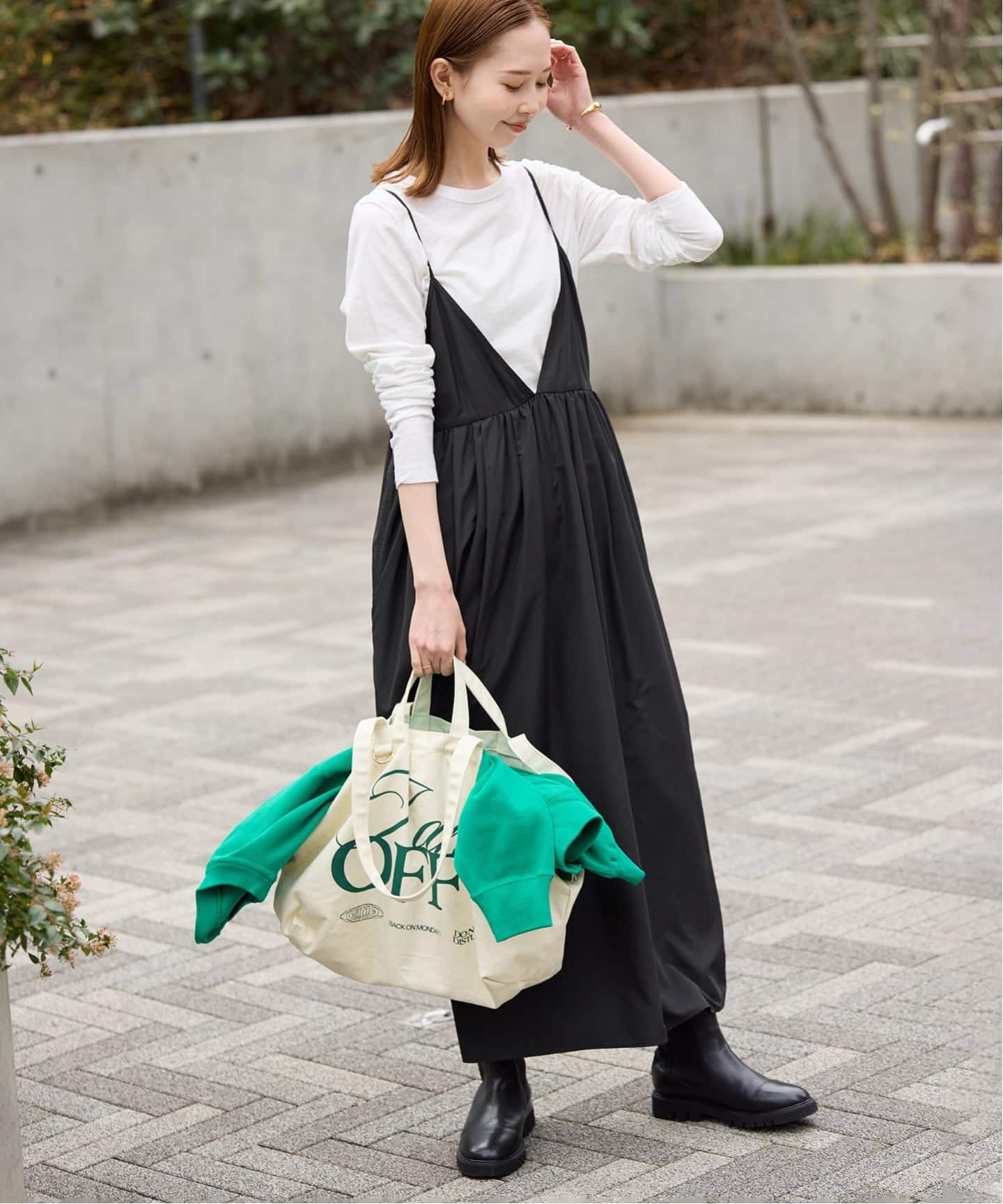 WEB限定/追加3》タフタギャザーキャミワンピース（ワンピース）｜SLOBE