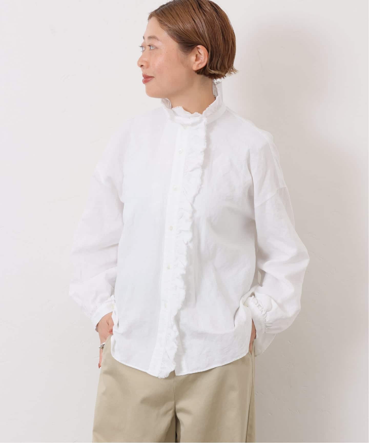 CLシャンブレー フリルブラウス（シャツ／ブラウス）｜journal