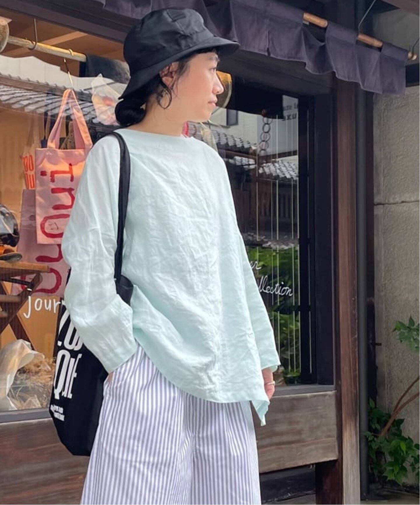 エアリーリネンボートネックブラウス（シャツ／ブラウス）｜journal