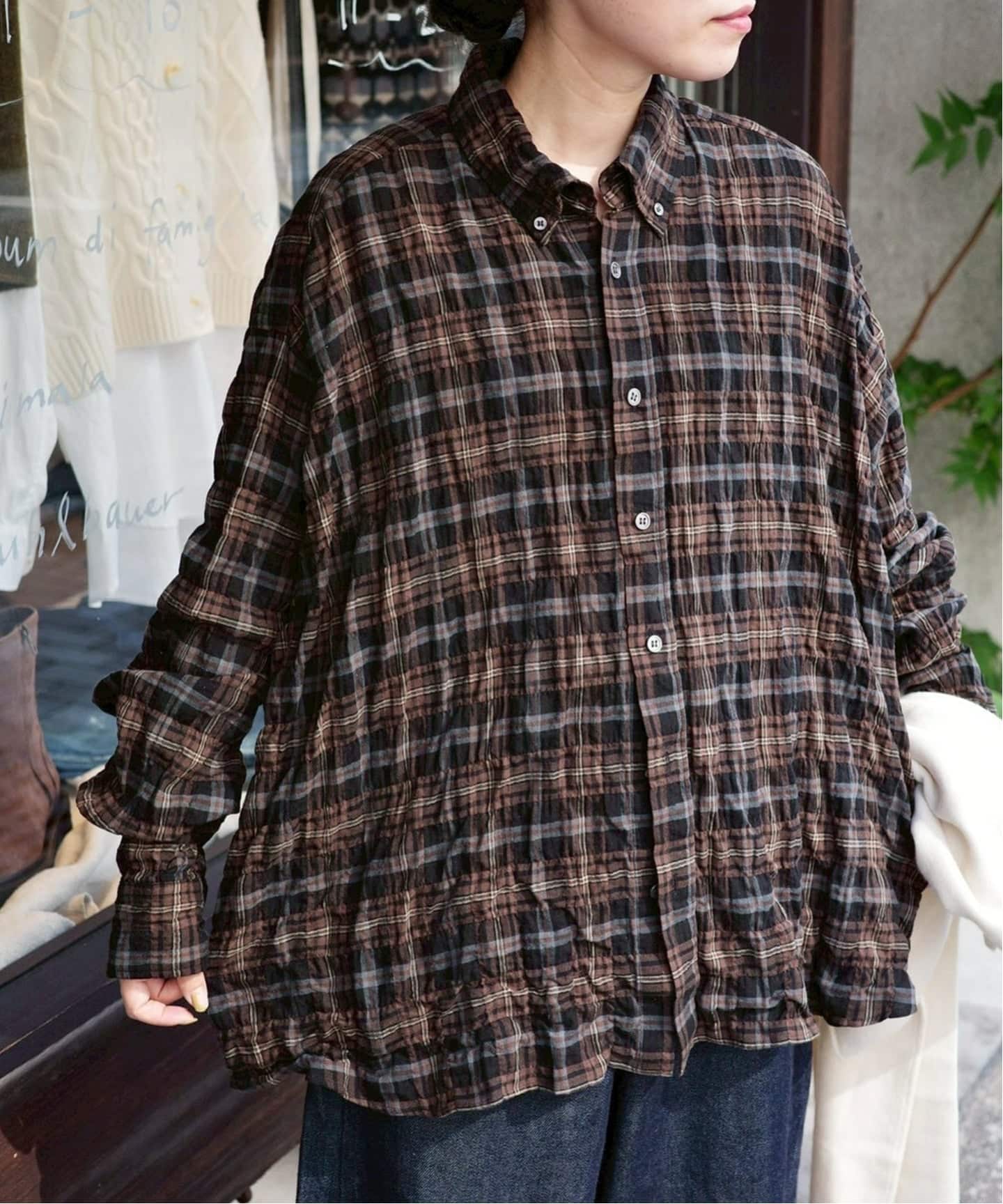 シャーリングチェック Big-BD-シャツ（シャツ／ブラウス）｜journal