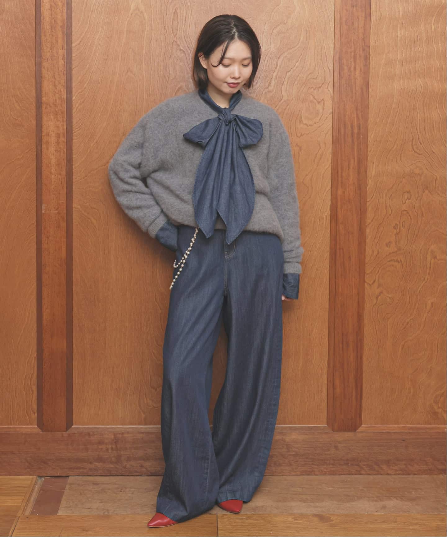 フェザーデニムビッグボウタイシャツ（シャツ／ブラウス）｜SLOBE IENA