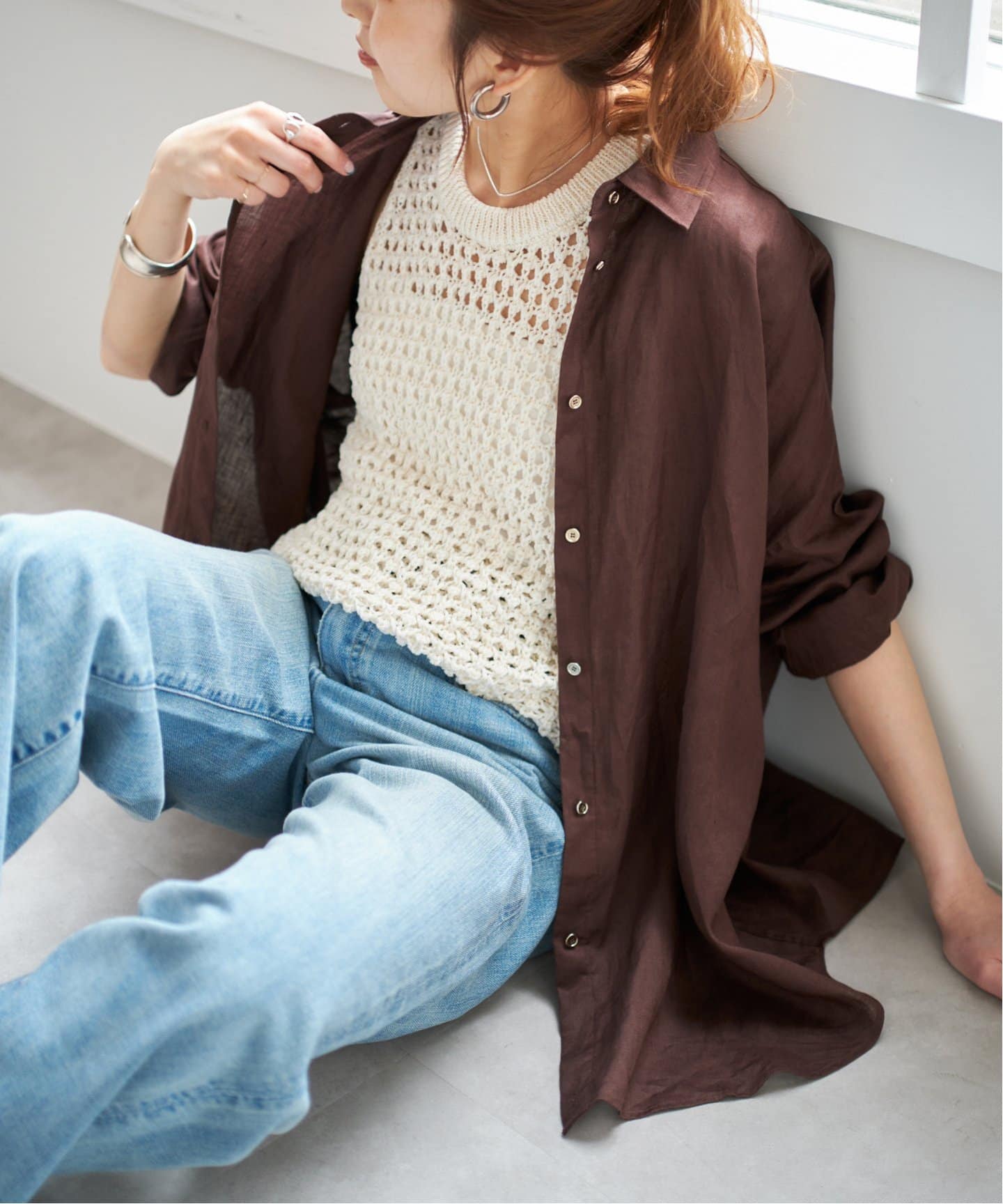 ゆったりサイズ》追加2予約 80リネンカシュクール ビッグシャツ