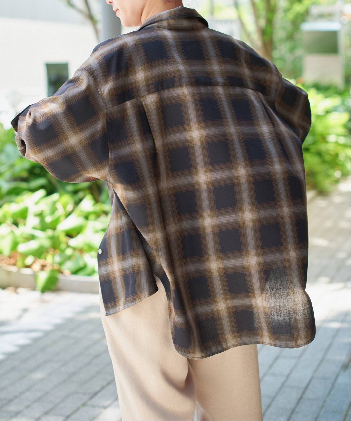 追加》メタルボタンTRチェックルーズシャツ（シャツ／ブラウス