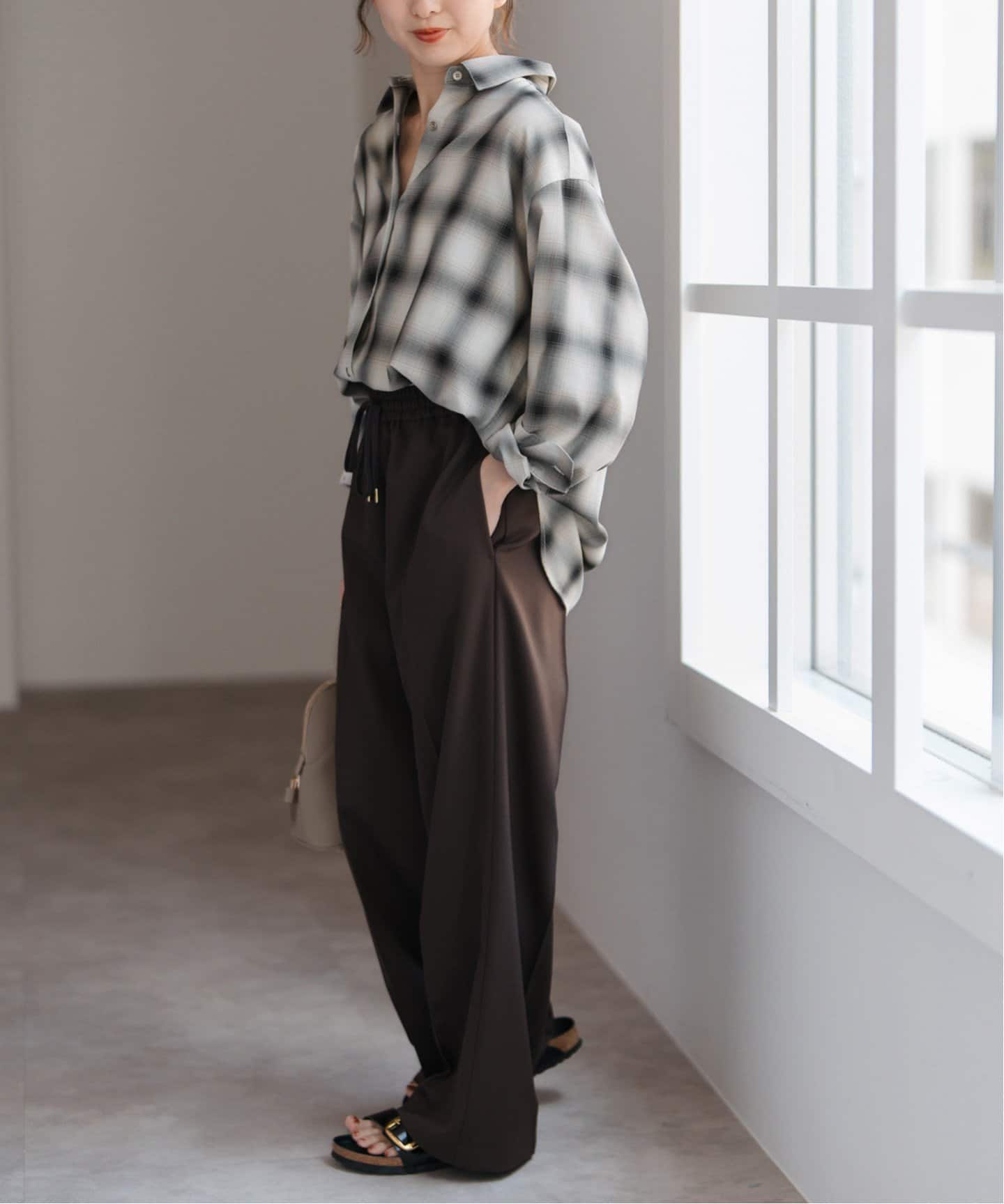 追加》メタルボタンTRチェックルーズシャツ（シャツ／ブラウス