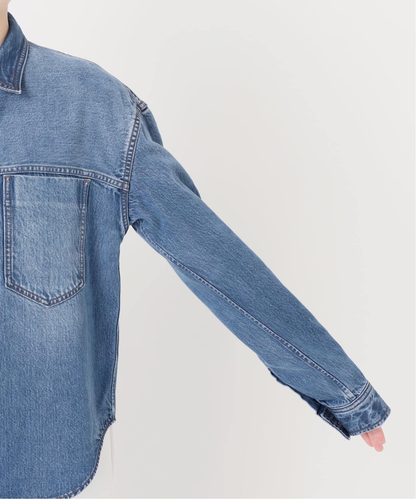 追加》スージングデニムビッグポケットシャツ3（シャツ／ブラウス