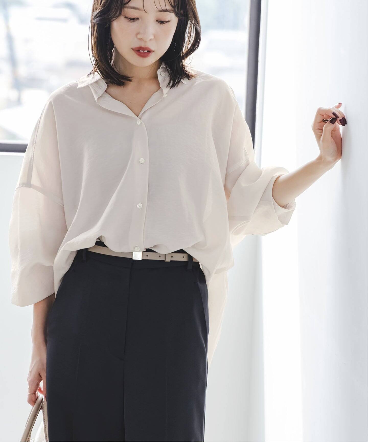 追加》イージーケアルーズドレープシャツ（シャツ／ブラウス）｜NOBLE