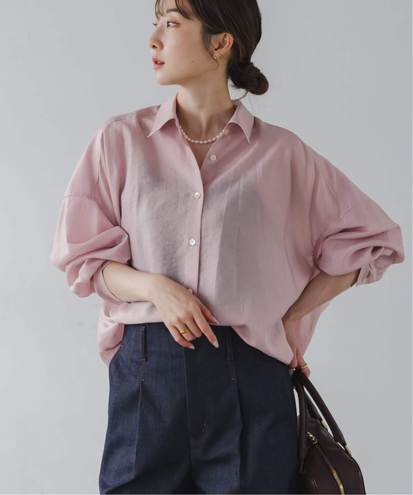 追加》イージーケアルーズドレープシャツ（シャツ／ブラウス）｜NOBLE