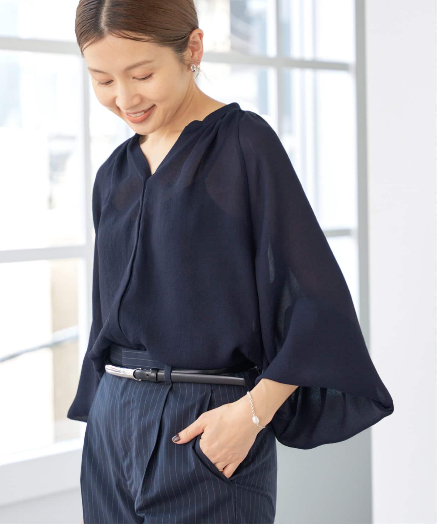 シアージョーゼット ギャザーブラウス（シャツ／ブラウス）｜IENA