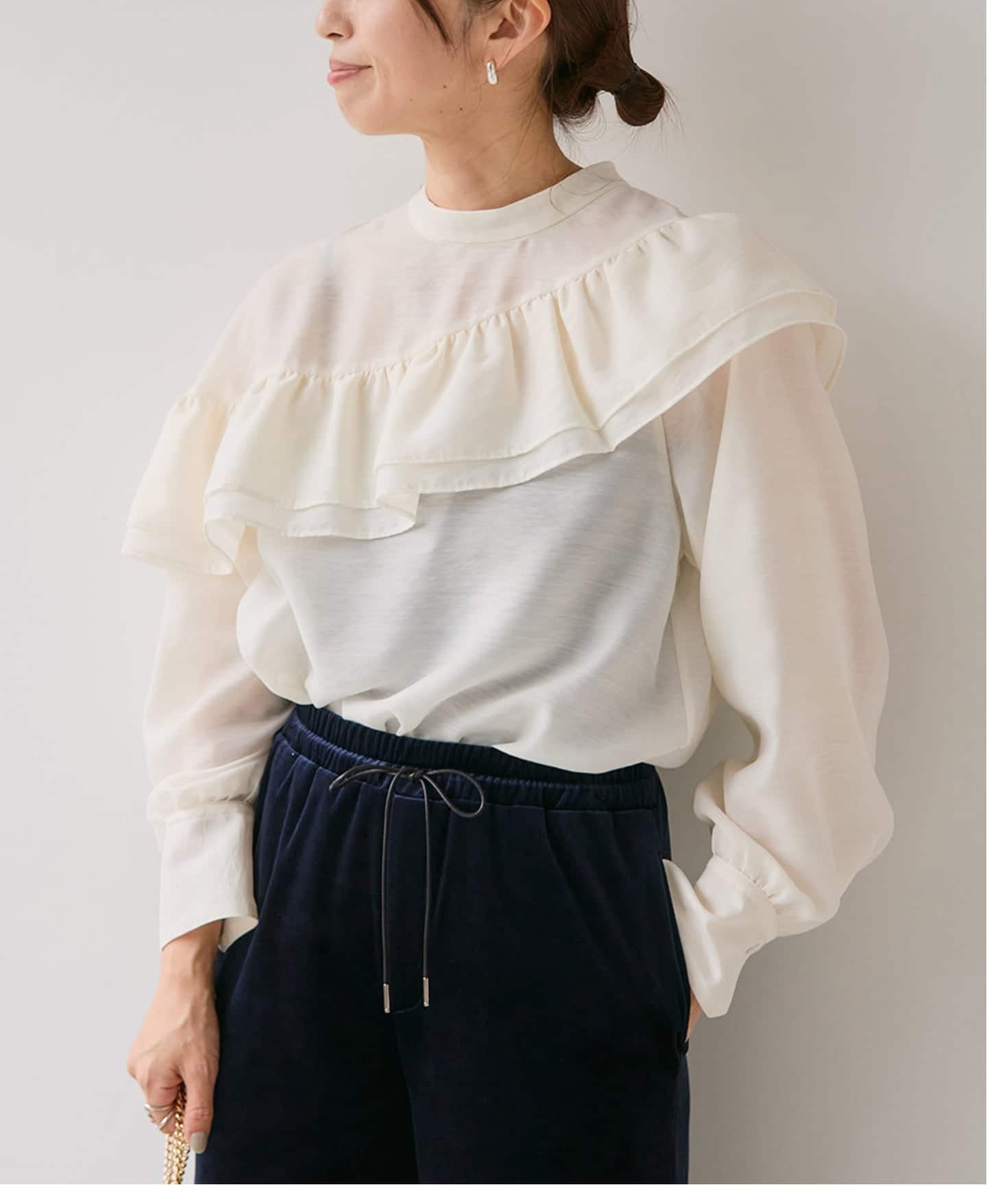 シアーサテンフリルブラウス（シャツ／ブラウス）｜VERMEIL par iena