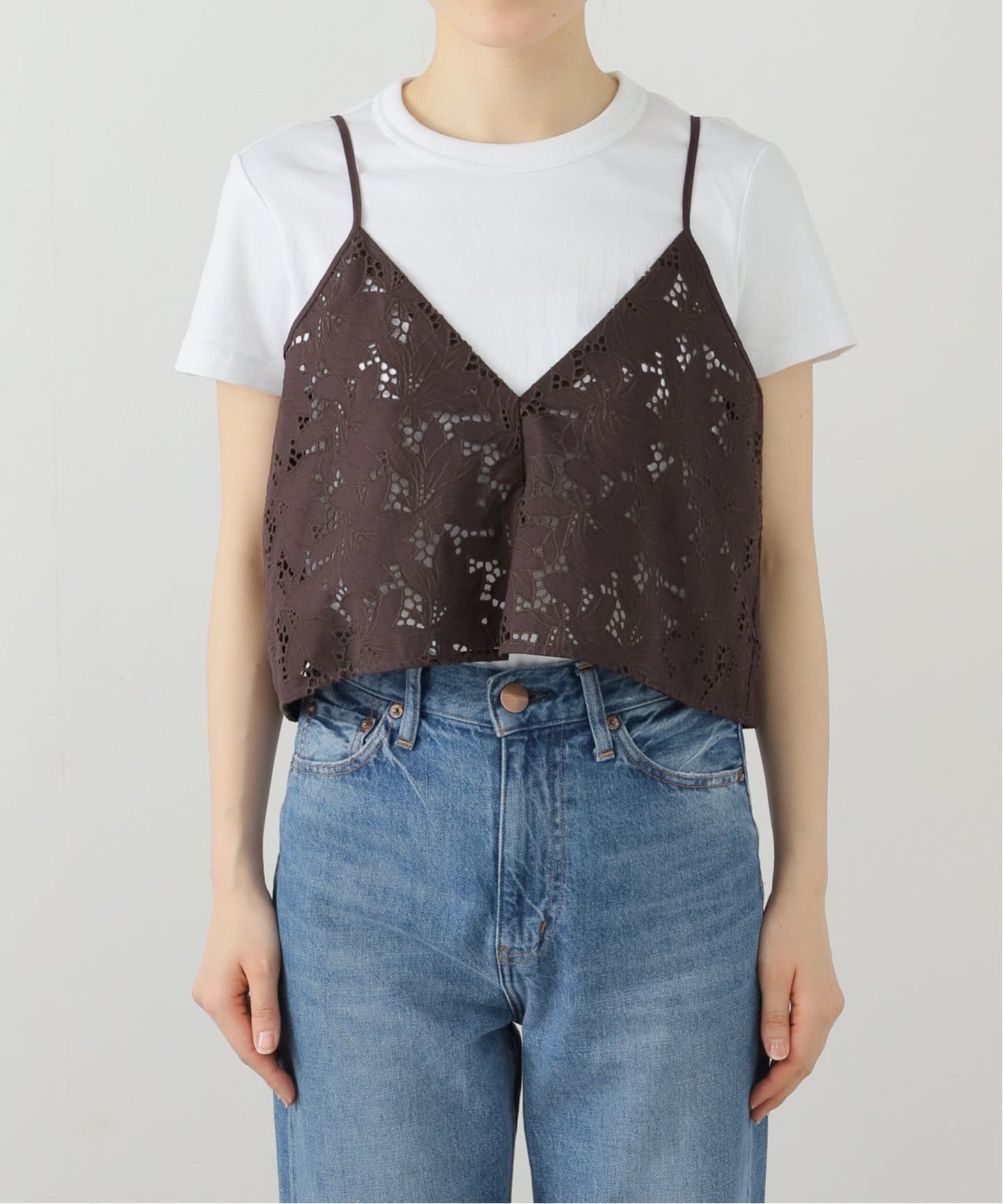 洗える】TICCA/ティッカ フラワーレース2WAYキャミソール（シャツ