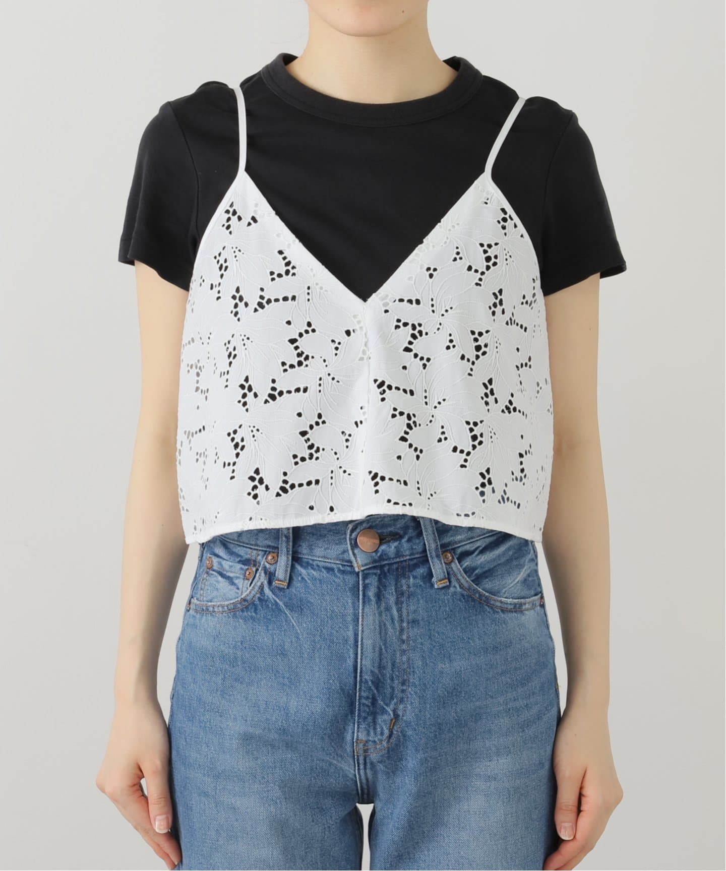 洗える】TICCA/ティッカ フラワーレース2WAYキャミソール（シャツ