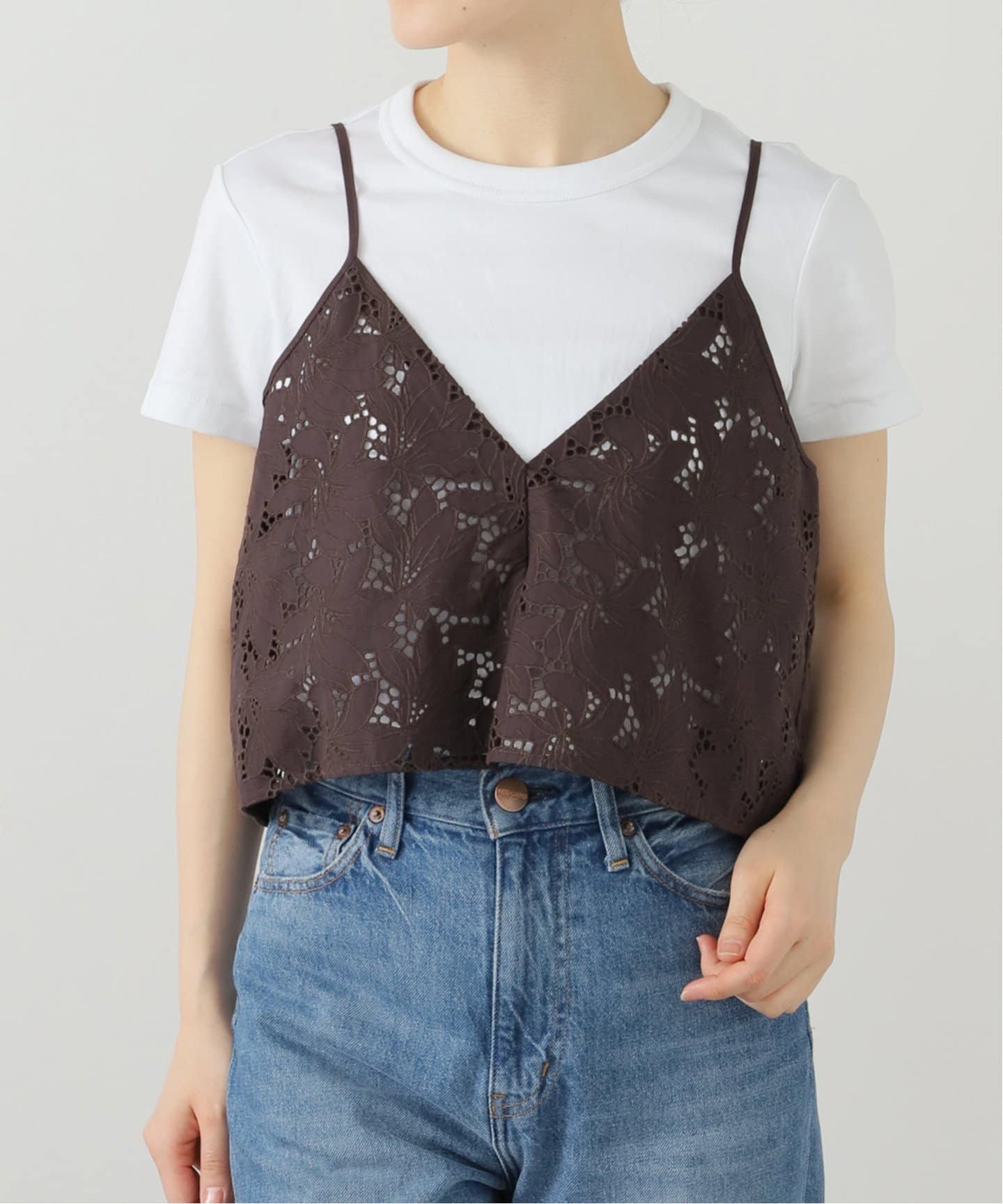 洗える】TICCA/ティッカ フラワーレース2WAYキャミソール（シャツ