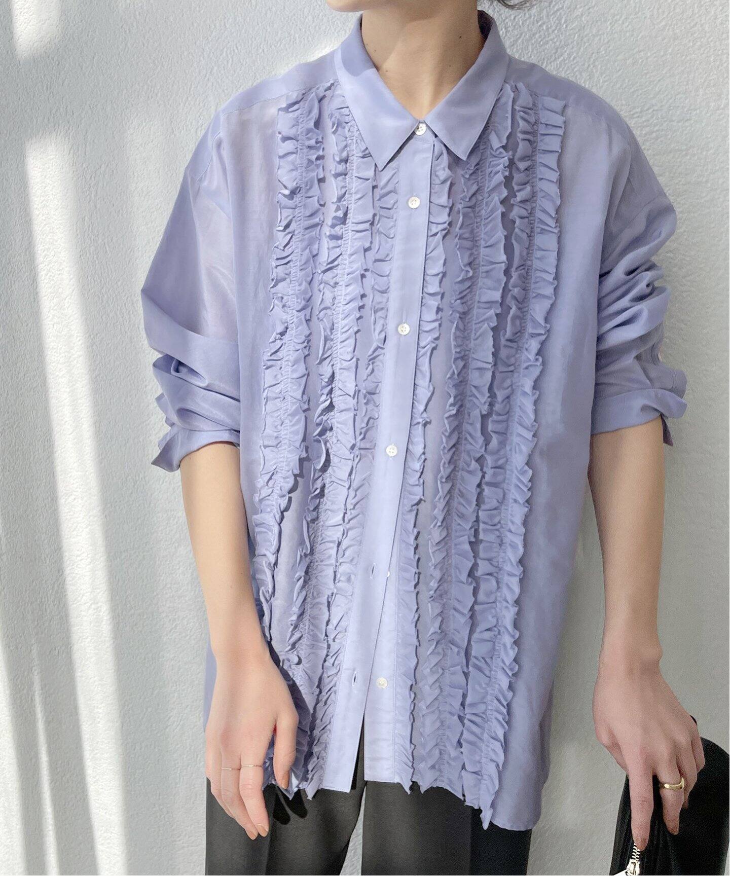 追加》コットンシルクフロントフリルブラウス（シャツ／ブラウス