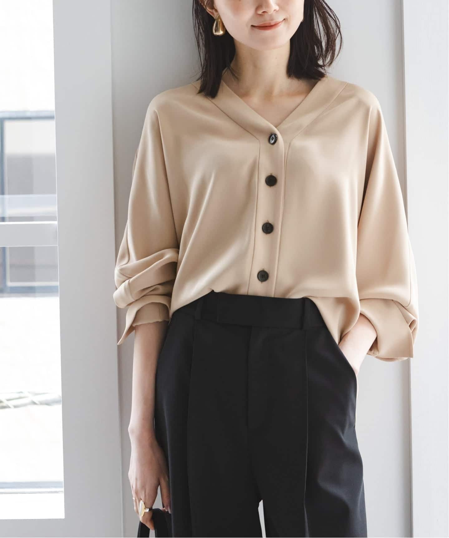 追加・WEB限定カラー》エステルダブルクロスカーデブラウス（シャツ