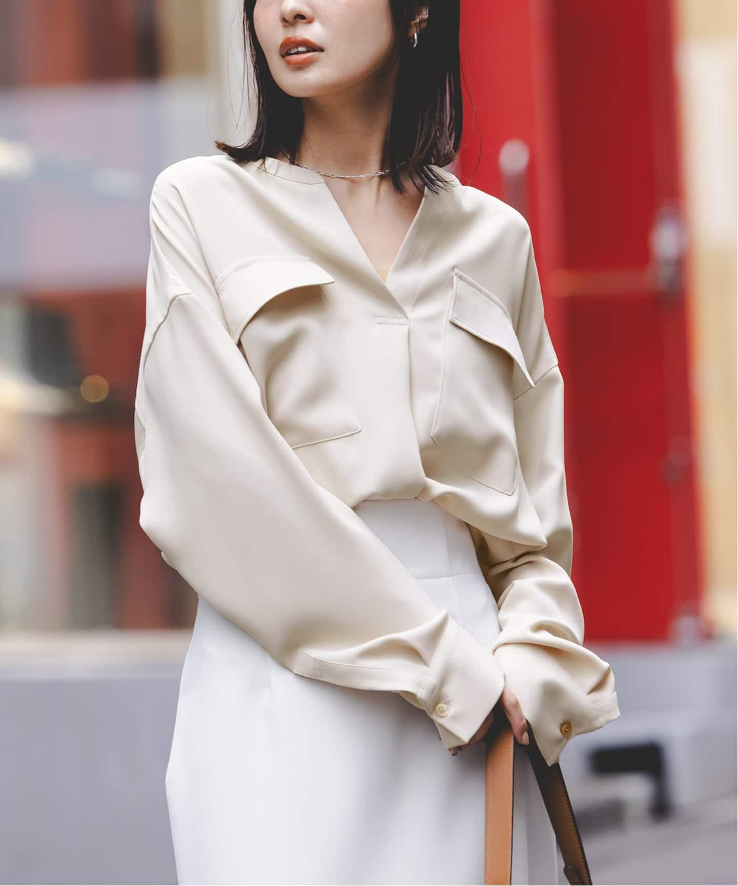 WEB限定追加》ワークディテールドレープシャツ 5（シャツ／ブラウス