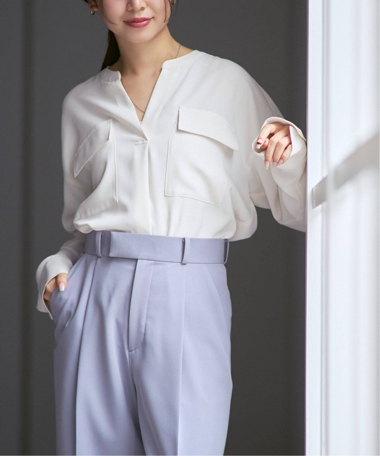 追加・WEB限定カラー》ワークディテールドレープシャツ（シャツ