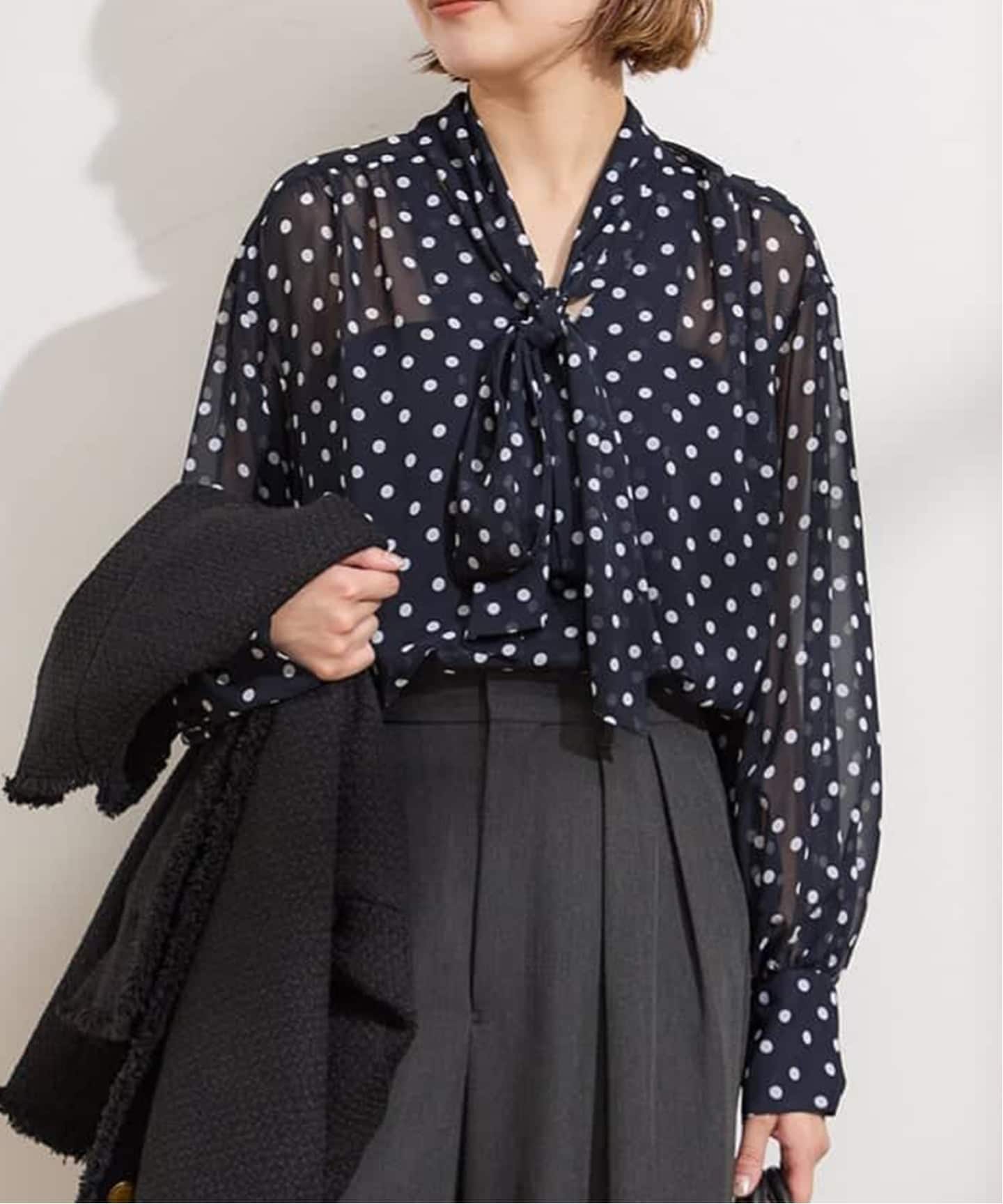 シフォン無地/ドット ボウタイブラウス（シャツ／ブラウス）｜JOURNAL