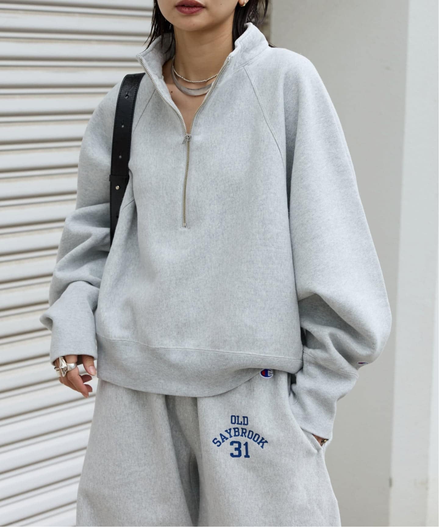 別注【CHAMPION/チャンピオン】for JS ハーフジップスウェット