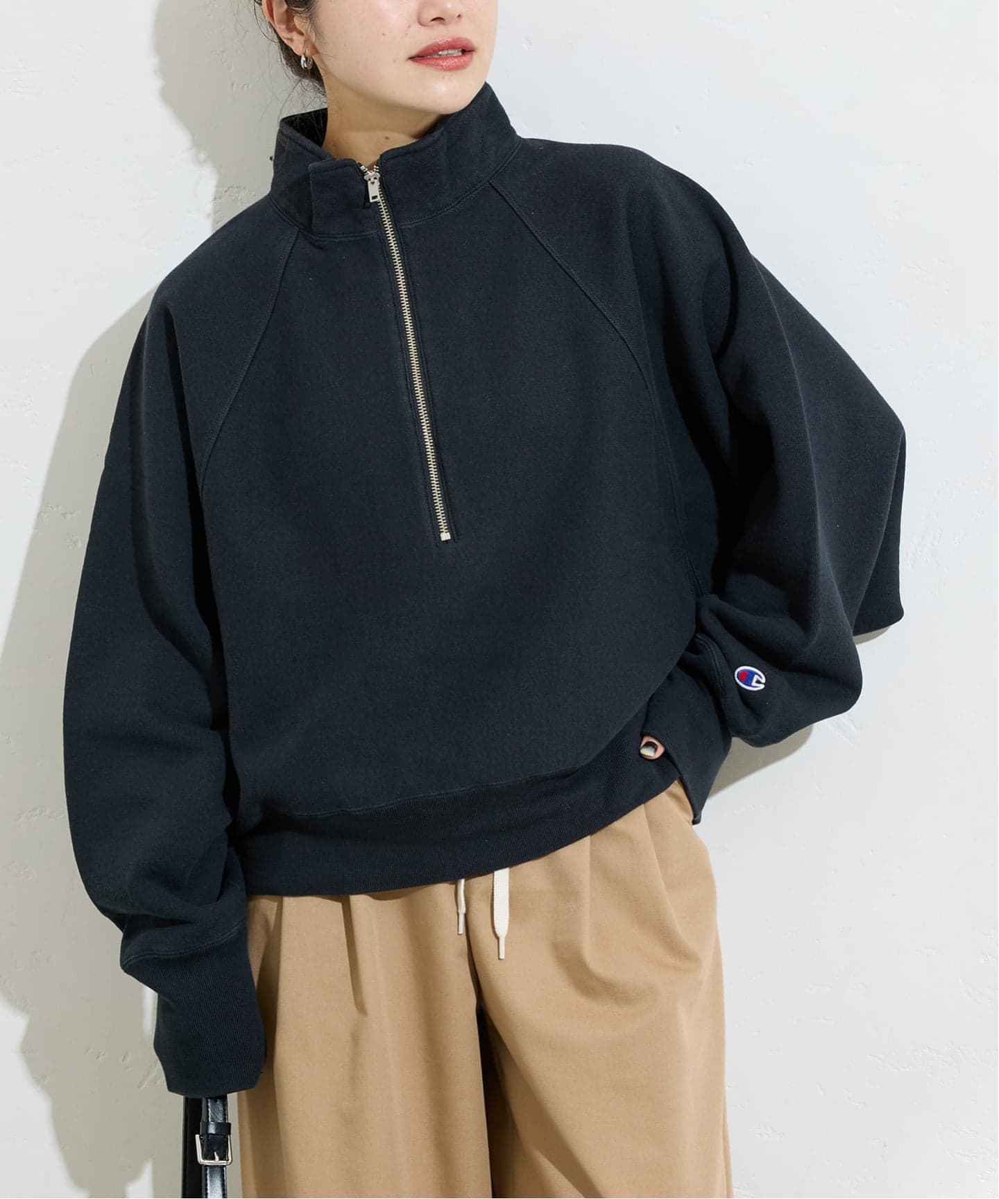 別注【CHAMPION/チャンピオン】for JS ハーフジップスウェット