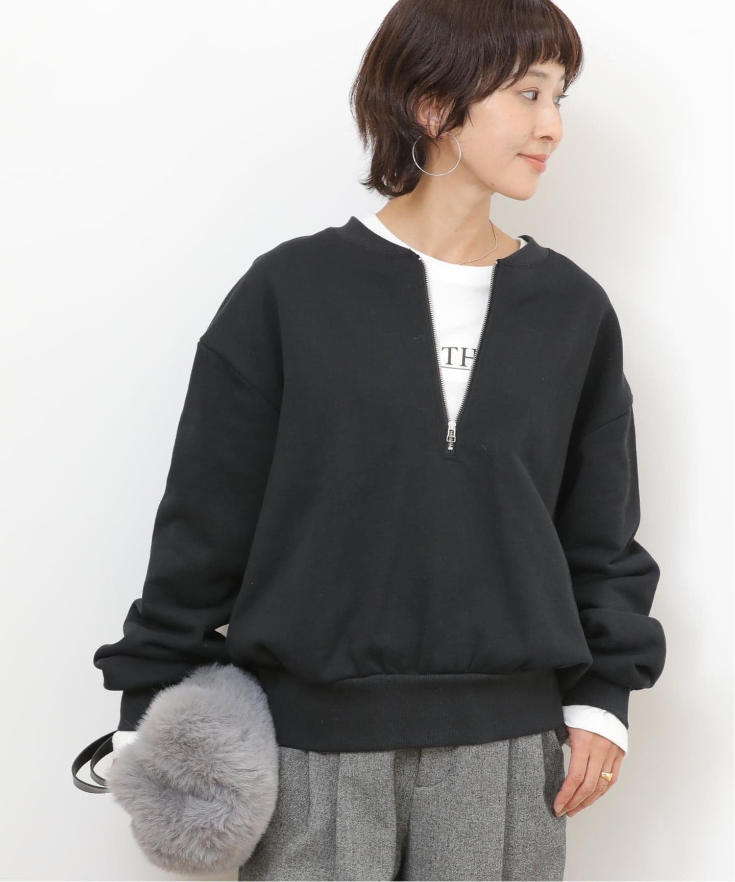 WEB限定》ハーフジップノーカラースウェット（スウェット）｜JOURNAL