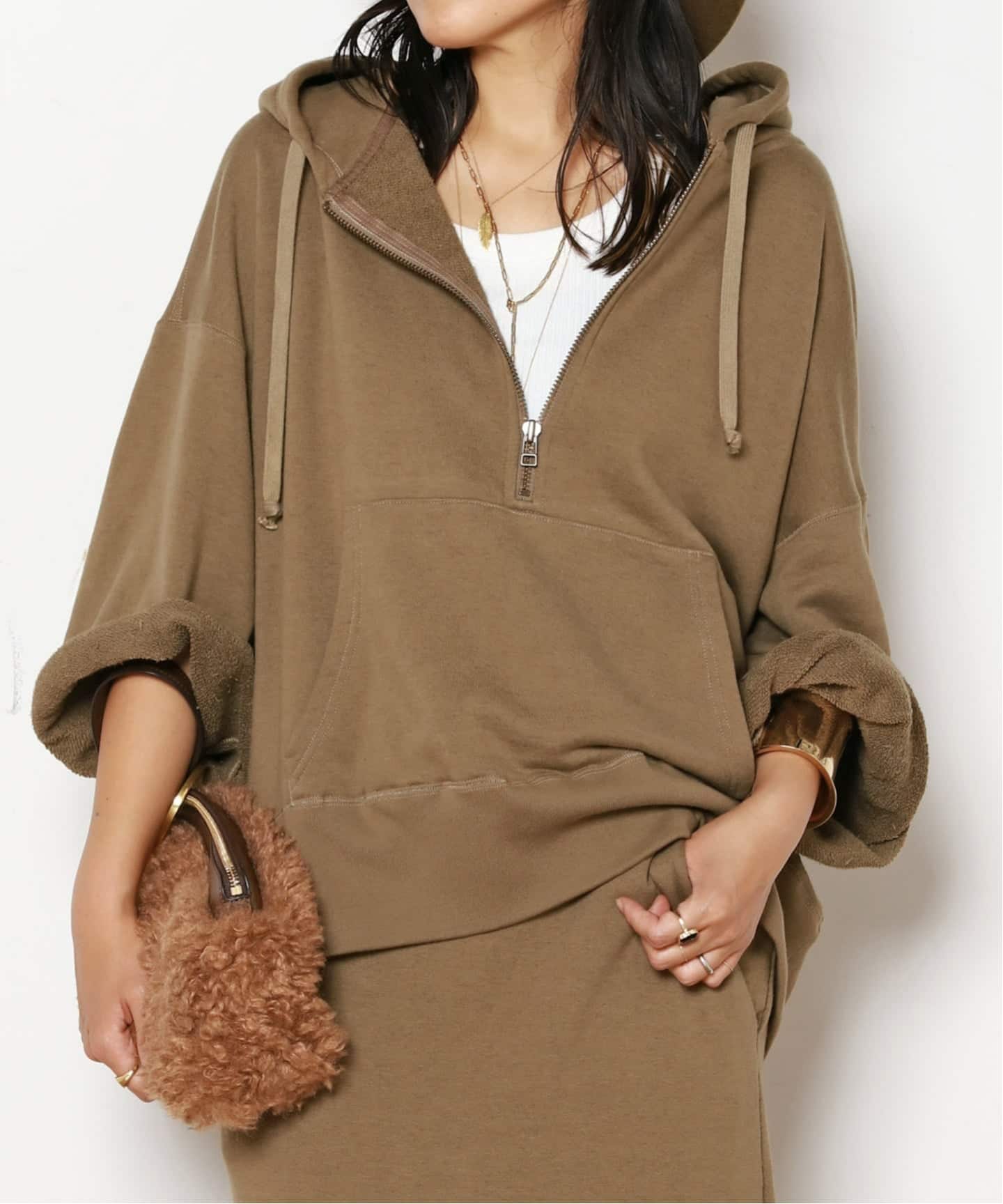 ウールミックスハーフジップフーディ（Tシャツ／カットソー）｜AP