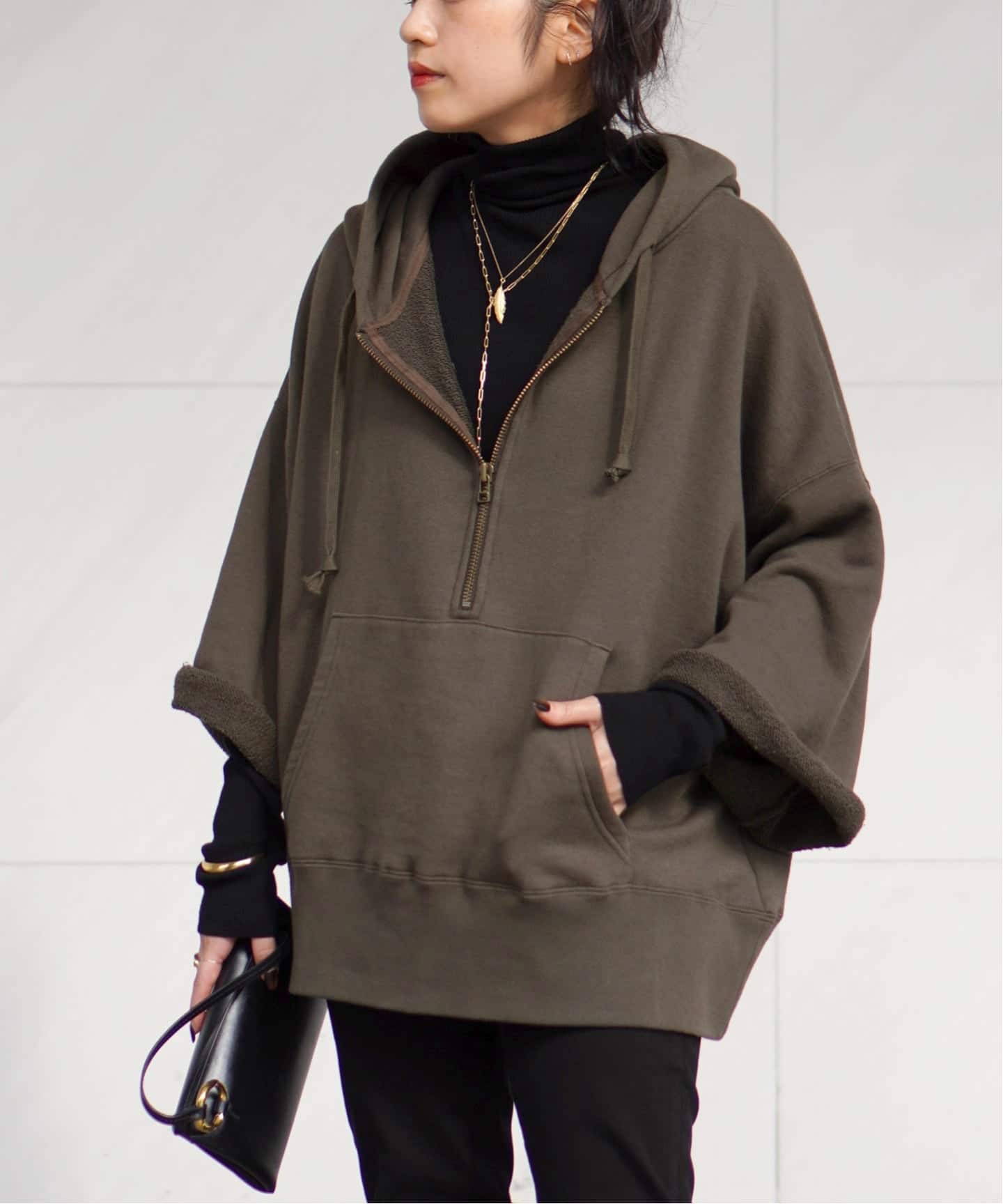 ウールミックスハーフジップフーディ（Tシャツ／カットソー）｜AP