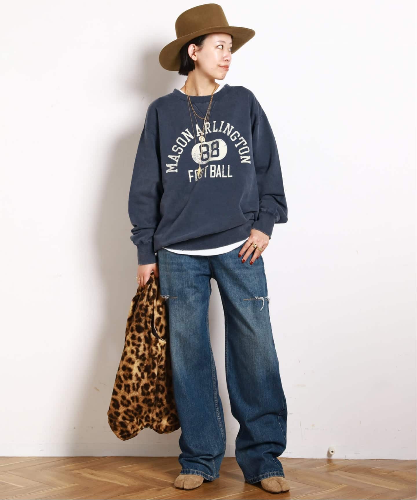 athletic wear MASON】別注オーバーカレッジスウェット（Tシャツ