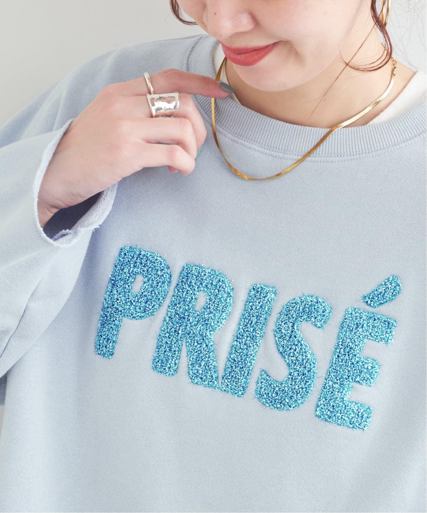 ラメサガラ刺繍ロングスリーブ（スウェット）｜B.C STOCK（ベーセー