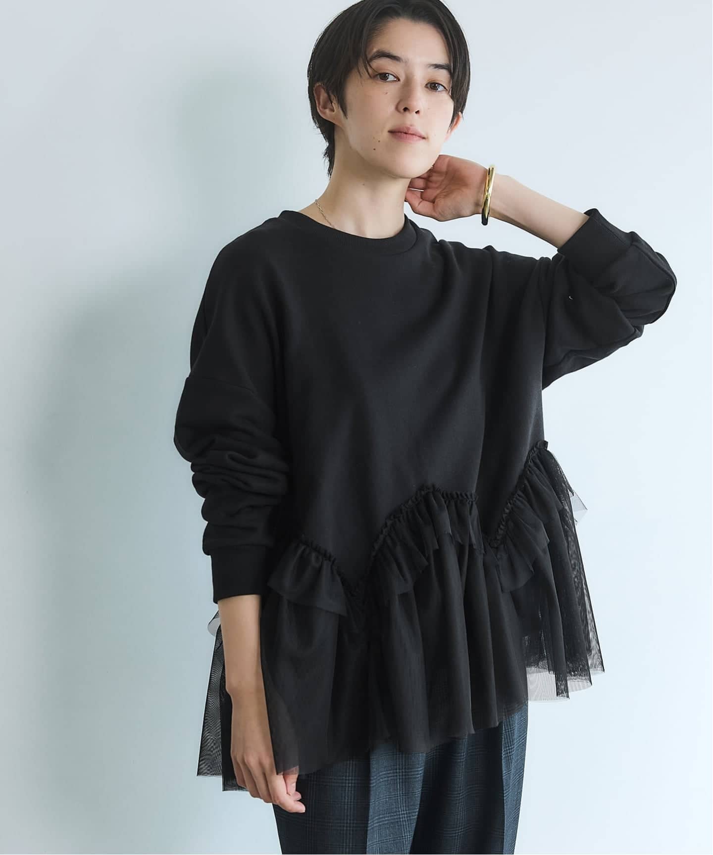 BLACK チュールフリルスウェット（スウェット）｜IENA（イエナ）の通販