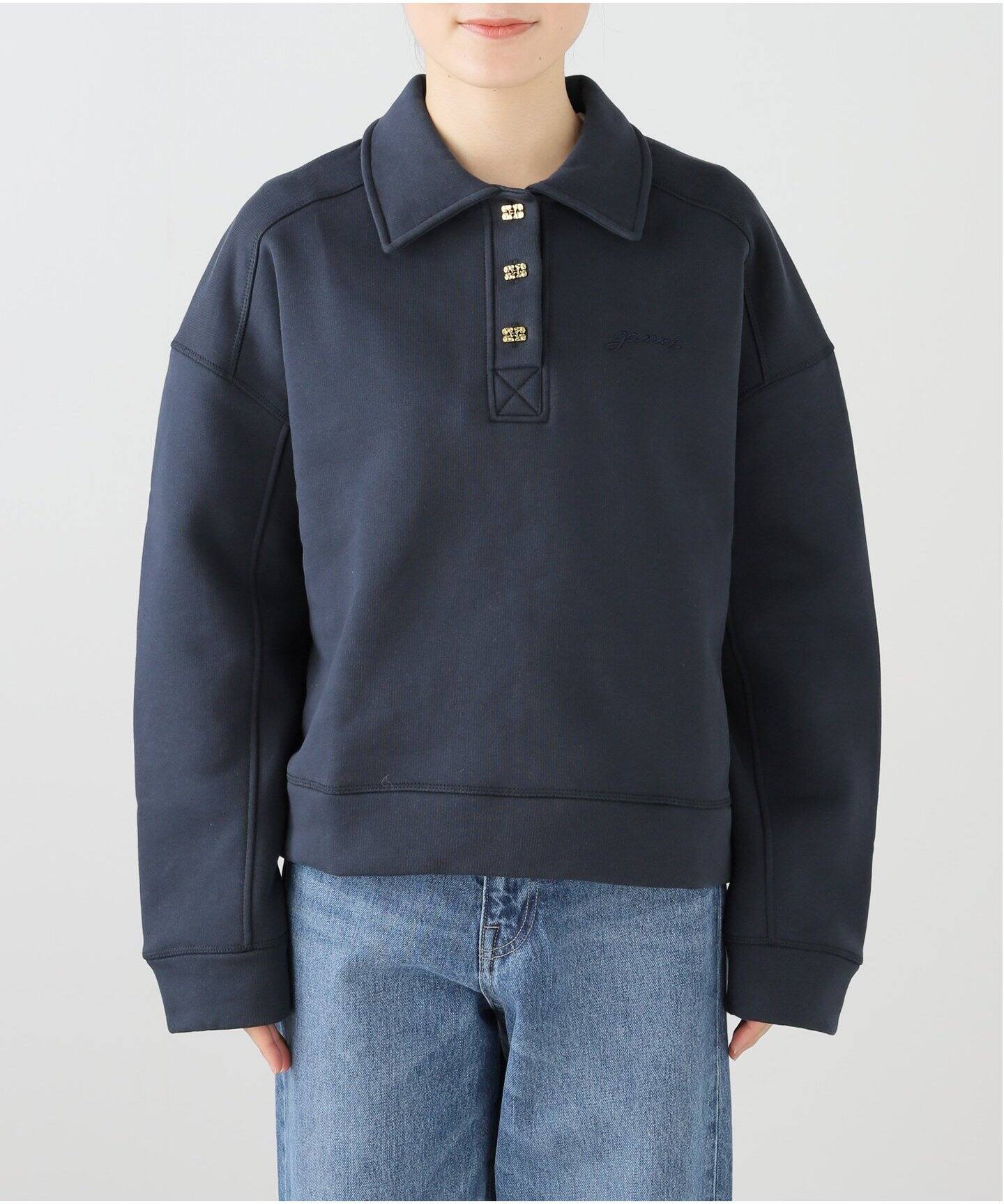GANNI/ ガニー Heavy Fleece Drop Shoulder Polo（スウェット）｜U by