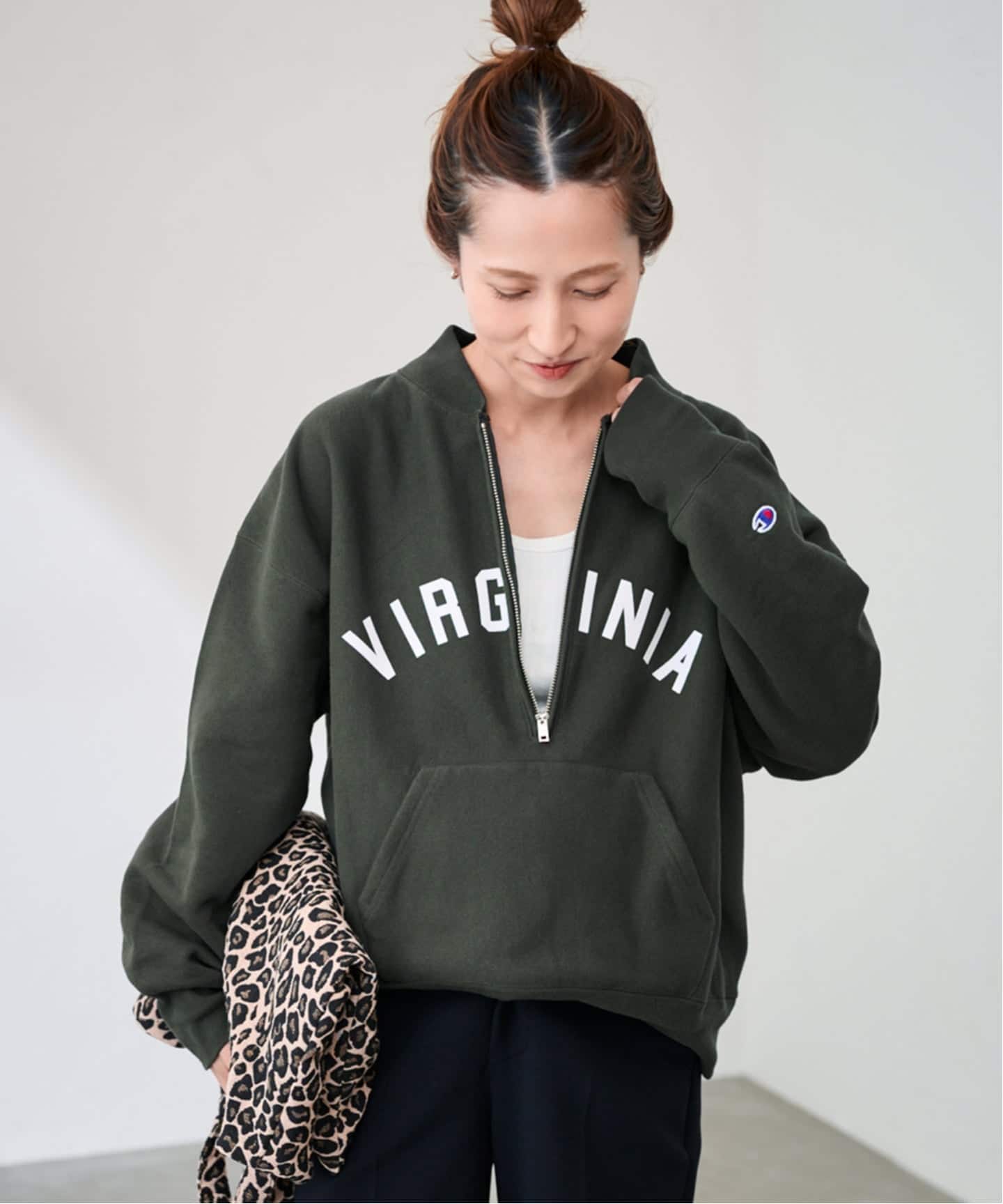 Champion/チャンピオン 別注REVERSE WEAVE11.5OZロゴハーフジップ