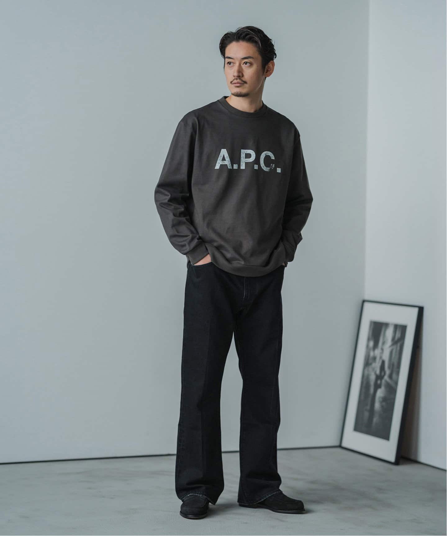 A.P.C. (アーペーセー) 別注 ロゴプリント スウェットライク ロング